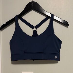 Power Cut | Stylish Navy Sports Bra with Crossback Design - UK L / US Med